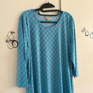 Appleseed's Women’s Nautical Circles Print Stretch A Line Dress L With Pockets